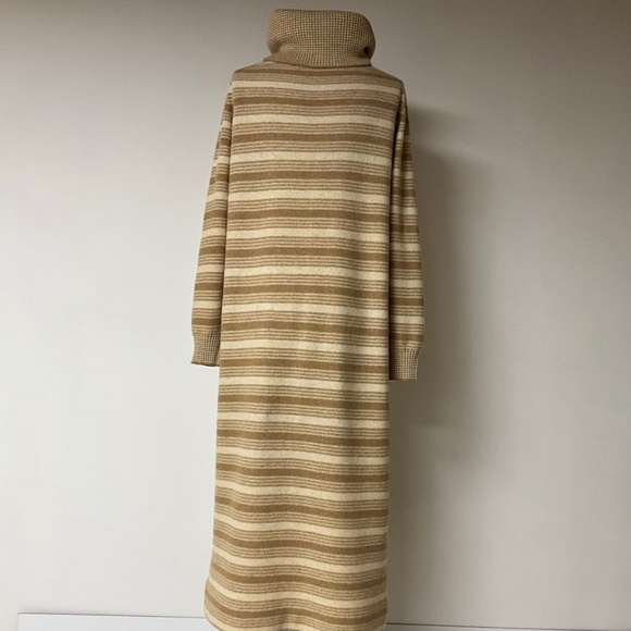 Rare 100% wool blend stripped maxi vintage 1970's Jaeger dress size L - Picture 2 of 10